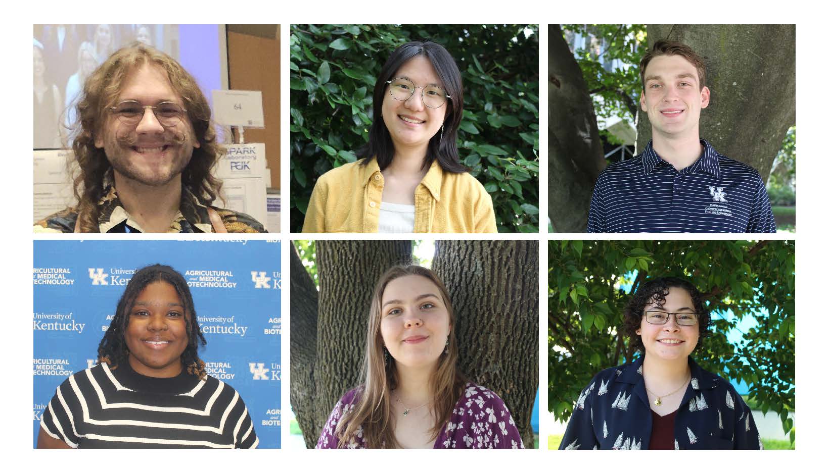 six headshots of students, three in the top row and three on the bottom row